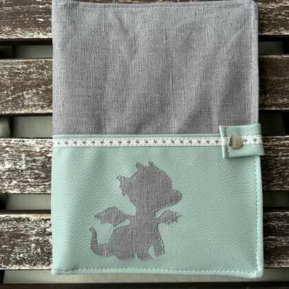 Zeichnungsmappe - mint/grau Drachenbaby