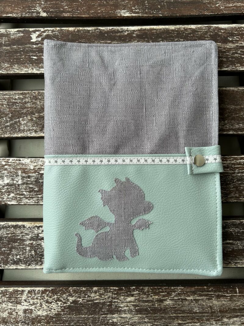 Zeichnungsmappe - mint/grau Drachenbaby