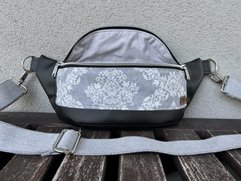 Crossbody Bag - Ornamente grau/weiss/schwarz mit kleinem Portemonnaie. – Bild 8