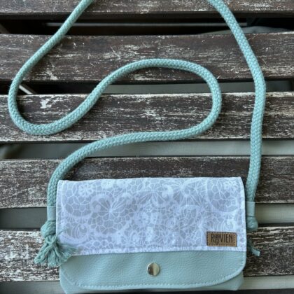 kleine Umhängetasche - Floral grau/salbei