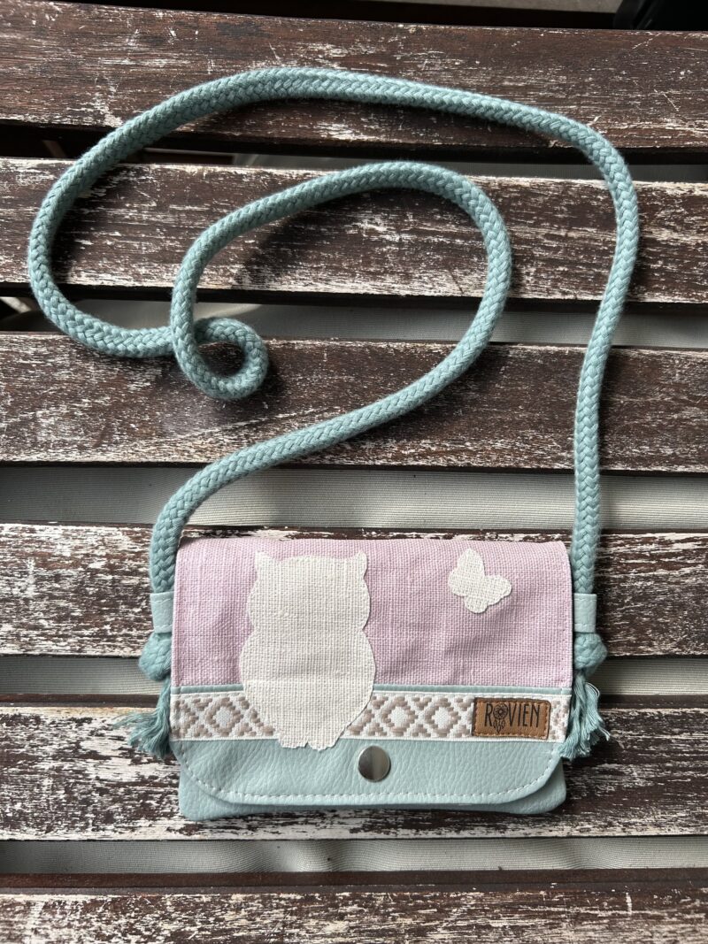 Umhängeportemonnaie - salbei/rosa Boho Eule