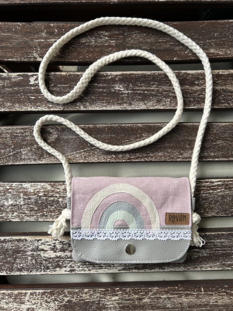 Umhängeportemonnaie - rosa/grau Regenbogen