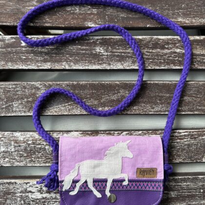 Umhängeportemonnaie - violett Einhorn