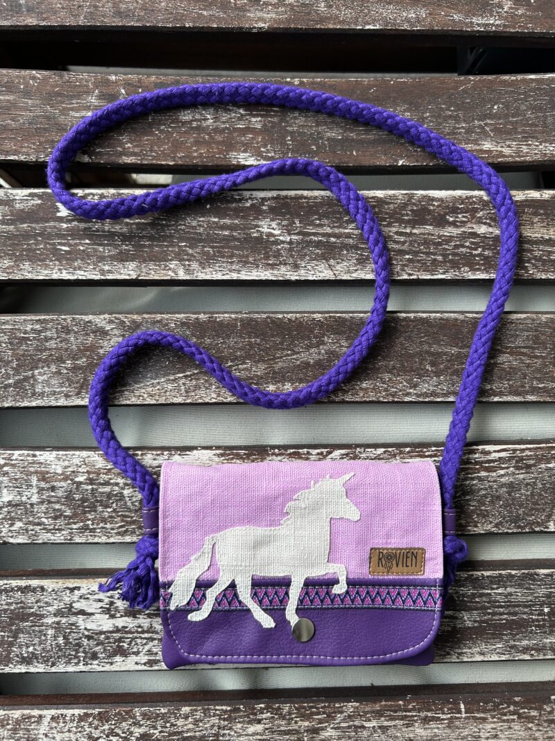 Umhängeportemonnaie - violett Einhorn